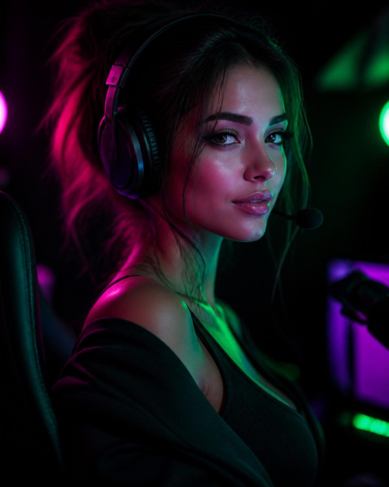 HYBRID/HOSTS featured live host under neon spotlight